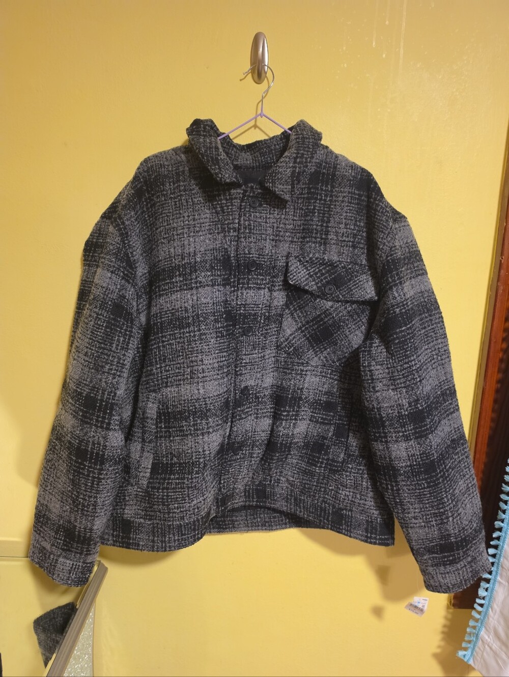 NWT Edgar + Ash Men's Size XL Black & Gray Plaid Button Front Fall Jacket
